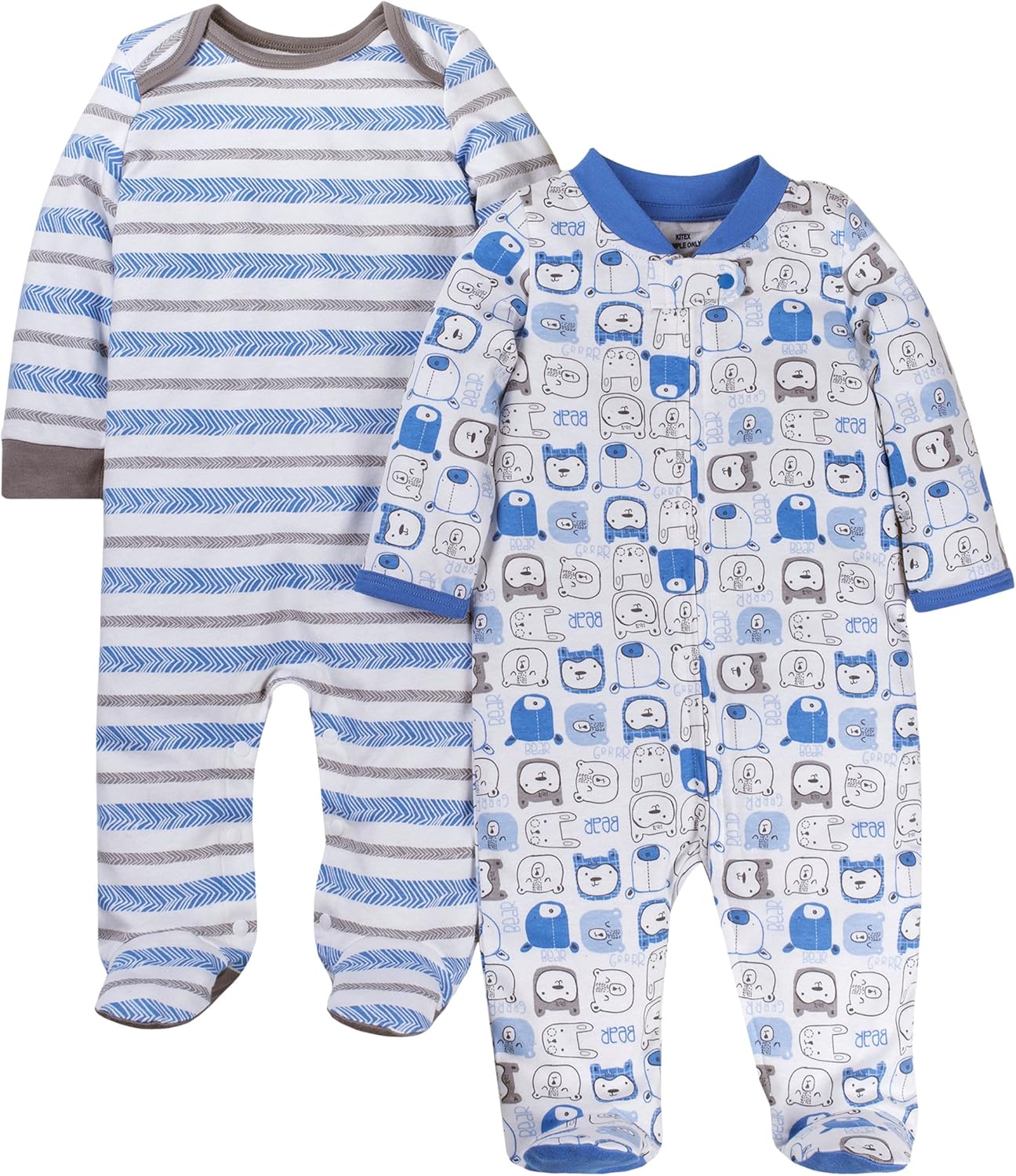 Lamaze Baby Boys Super Combed Natural Cotton Sleep N Play 2-Pack